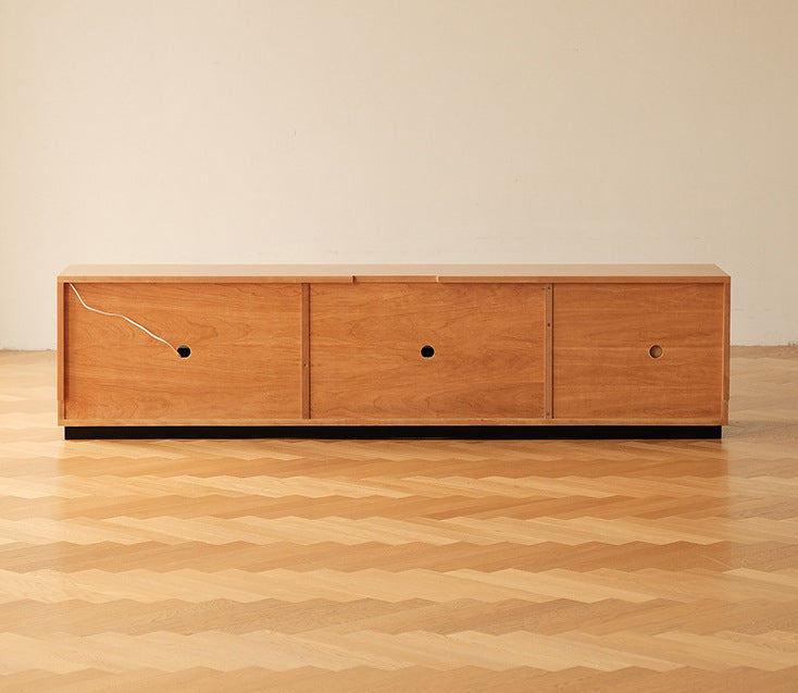 Cherry wood Japanese TV cabinet with lights - BOZI