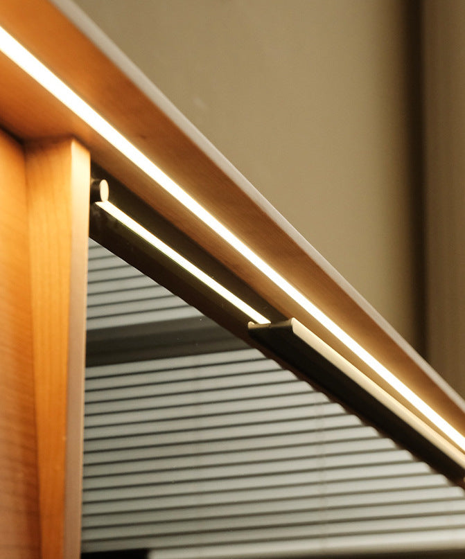 Cherry wood Japanese TV cabinet with lights - BOZI