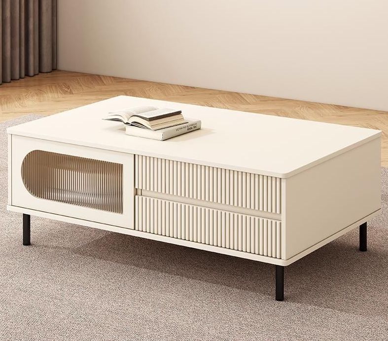 Cream wind TV cabinet end table combination